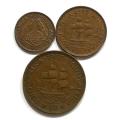UNION 1955 1/2+1/2+1 PENNY (3 COINS)