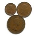 UNION 1955 1/2+1/2+1 PENNY (3 COINS)