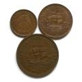 UNION 1956 1/2+1/2+1 PENNY (3 COINS)