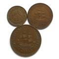 UNION 1957 1/2+1/2+1 PENNY (3 COINS)
