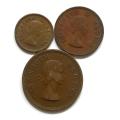 UNION 1957 1/2+1/2+1 PENNY (3 COINS)