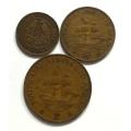 UNION 1943 1/2+1/2+1 PENNY (3 COINS)