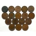 UNION 1942 TO 1958 1/4  PENNY  ALL DATES (17 COINS)