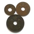 EAST AFRICA 1924 1+5+10 CENTS (3 COINS)