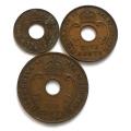 EAST AFRICA 1942 1+5+10 CENTS (3 COINS)