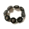 STERLING SILVER ONYX?? BRACELET MADE IN HONG KONG 170X60MM