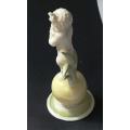 HUTSCHENREUTER GERMANY FIGURE ON BALL PLAYING FLUTE 95X40MM