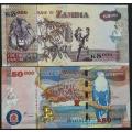 ZAMBIA 2005 5000+ 2003 50 000 KWACHA (2 NOTES)
