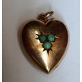 9CT  GOLD AND OPALS PENDANT HEART SHAPE CHESTER 1905 MAKER J H 16X20MM 2 GRAMS