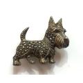 835 SILVER AND MARCASITE SCOTTIE DOG BROOCH 20X25MM