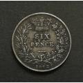 GREAT BRITAIN 1872 -`3` SILVER 6 PENCE