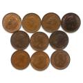 UNION 1950 TO 1959 1/4 PENNY - *ALL DATES* (10 COINS)