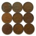 UNION 1940 TO 1949  PENNY *ALL DATES* **NO 47**  (9 COINS)