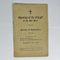 1926 Opening of the Chapel of the old fort program (Durban Light Infantry)