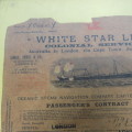 1900 White Star line colonial service ticket - Australia to London via Cape Town - 28cm x 38cm