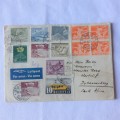 Airmail cover from St. Gallen to Johannesburg, South Africa with 13 Switzerland stamps