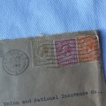 Airmail cover from London to Cape Town, South Africa with 1 shilling, sixpence en twopence stamps