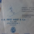 Airmail cover from Stockholm, Sweden to Johannesburg, South Africa - Dated 17 March 1955