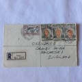 Registered postal cover from Tiko, Cameroons to Manchester, England with 1x3d stamp, 3x6d stamps