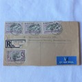 Registered airmail cover from Umudura, Nigeria to Manchester, England with 4 Nigerian stamps