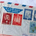 Registered airmail cover from Trondheim to Cape Town South Africa with 15 Norway stamps -9 June 1960