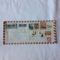 Airmail cover from Sogndal, Norway to Cape Town, South Africa with 8 Norwegian stamps - 26 July 1976