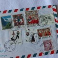Airmail cover from Sogndal, Norway to Cape Town, South Africa with 8 Norwegian stamps - 26 July 1976