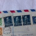 Registered airmail cover from Andalsnes to Cape Town, South Africa with 15 Norwegian stamps