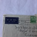 Airmail cover from Hastings, New Zealand to Cape Town, South Africa with 3 New Zealand stamps - 1950
