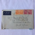 Airmail cover from Hastings, New Zealand to Cape Town, South Africa with 2x2d, 2x6d stamps