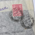 Airmail cover from Putney, London to Cape Town, South Africa with six pence stamp