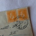 Registered postal cover from Tahakopa, New Zealand to Dunedin, New Zealand with 2x2d stamps
