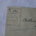 Registered postal cover from Tahakopa, New Zealand to Dunedin, New Zealand with 2x2d stamps