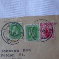 Postal cover from New Zealand to London, England - 18 November 1925 with 3 New Zealand stamps