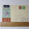 Airmail cover from London to Tokyo, Japan on 3 April 1953 with 11 pence and seven pence stamps