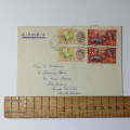 Airmail cover from Dorset, England to Fishhoek, South Africa in 1963 with 3d and 4 1/2d stamps
