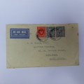 Airmail cover from Liverpool, England to Cape Town, South Africa with 3 British stamps