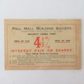 Early 1900`s Pall Mall Building society response card