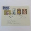 Airmail cover sent from Austria to Mauritius during 1976 with 4 Austrian stamps