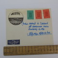 Airmail letter from Algeria to South Africa with 3 Algeria stamps and airmail tag on Alger envelope