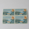Rhodesia and Nyasaland SACC No. 36 - block of 4 mint stamps with downward shift of orange printing