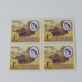 Rhodesia 1d Buffalo stamps - Single, normal stamp - block of 4, misformed face - Booklet, misformed