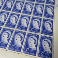 South Africa Full page of 2d 1953 Coronation stamps - variations stamps with marks / spots on face