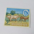 Rhodesia SACC 142 normal mint stamp plus stamp with thick outline of calf - mint hinged