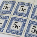 Postage due 5c block of 6 mint SACC 59 - Bottom row second stamp with dot above C