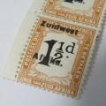 South West Africa 1 1/2 d postage due SACC 23 - large shift to left of overprint