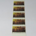 SACC 486 National Art Gallery 10c stamps strip with dot error in middle stamp under 10c