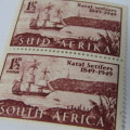 SACC 126 - British Settlers 1 1/2d varieties - flow on upper stamp and flag flow lower stamp (126b)