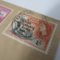 Postal cover posted from Takoradi, Ghana to Manchester, England with 2 gold Gold Coast stamps - genu