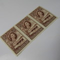 Bechuanaland protectorate 1955 Definitive Issue 2 penny stamp - SACC 140 - strip of 3 with 3 black d